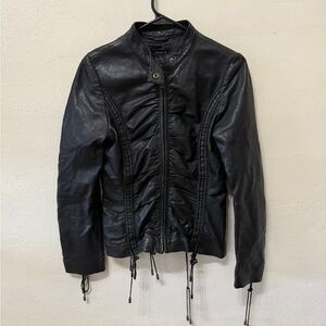 Black cinched biker jacket, women’s size Small (S)